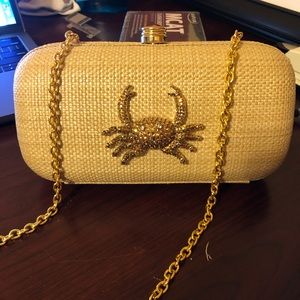 Gita Costa For Eliza Gray tan straw clutch bag